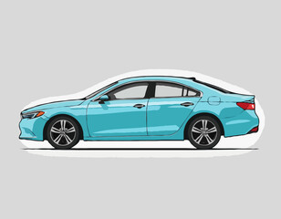 Modern Car Vector Illustration – Side View of a Sedan Vehicle
