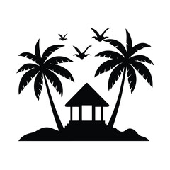 Obraz premium Tropical island silhouette
