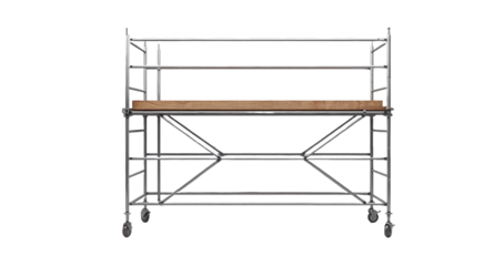 Industrial scaffolding on a minimalistic gray background with copy space