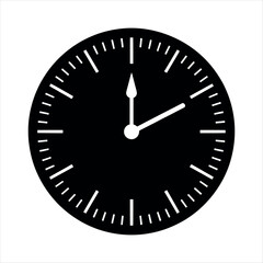 Black clock face with white markers time dial