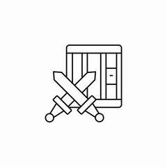 prison bars swords icon sign vector