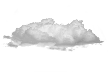 Horizontal cumulus cloud with layered puffs on transparent background