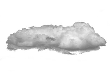 Compact puffy cumulus cloud with rounded contours on transparent background