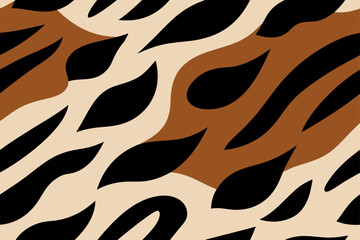 Abstract organic shapes brown beige black pattern