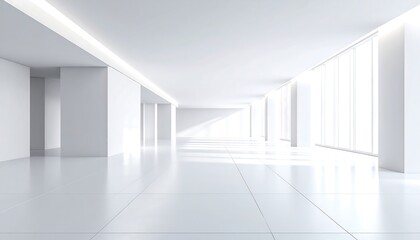 Fototapeta premium Empty modern minimalist white office space