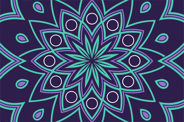 Geometric mandala pattern with teal purple and white vector