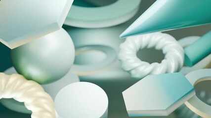 Abstract 3D Teal and white abstract geometric shapes. Gradient abstract 3D seamless loop - motion background for creative video project. - Powered by Adobe
