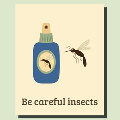 Mosquito Repellent Camping Card, Be Careful Insects, Outdoor Bug Spray Poster