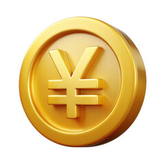 Obraz premium A golden coin with the japanese yen symbol isolated on white isolated on transparent background