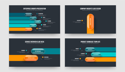 Digital Visualization 5 1 2 3 Option Diagram Presentation Template Collection. Project Strategy Five One Two Three Element Infographic Frame Design Vector Illustration Set.