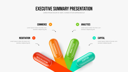 Company Strategy 4 Element Infographic Frame Design. Professional Briefing Four Step Diagram Slideshow Template. Market Insight Slide Layout Vector Illustration.