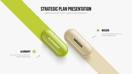 Fototapeta premium Market Overview 2 Element Infographic Presentation Design. Digital Proposal Two Step Diagram Frame Layout. Advertising Profile Slide Template Vector Illustration.