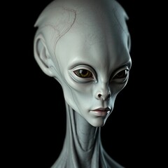 Futuristic Alien Being: Enigmatic Portrait on Black