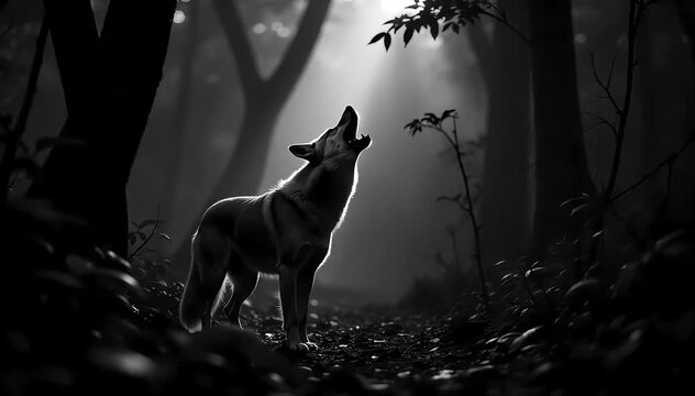 Dingo roaring with a loud howl