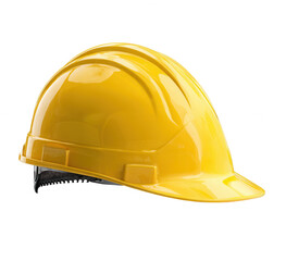Fototapeta premium A yellow construction helmet isolated on a white background, png, transparent