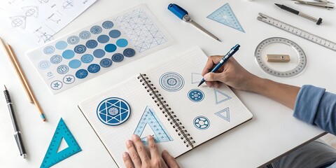 Fototapeta premium Businessman using a calculator and pen to analyze financial reports, charts, and market data in the office