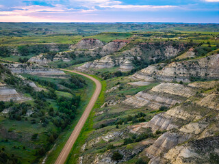 Fototapeta premium Scenic aerial view near Theodore Roosevelt National Park