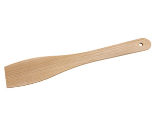 Wooden spatula for turning and frying food isolated