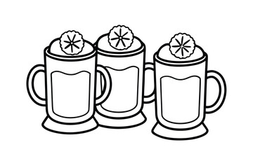 Outline Mugs Of Holiday Drinks