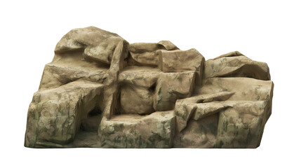 A natural stone rock with rough texture and irregular shape, isolated on a white or transparent png background.