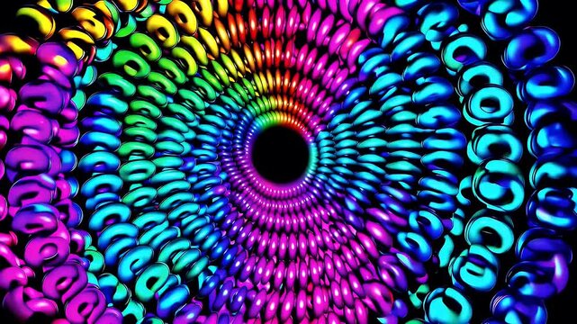 Watch video vibrant multicolor ellipse pattern transform dynamically rotating rhythmic motion creating stroboscopic optical illusion abstract 4K looped video video design video ed psychedelic