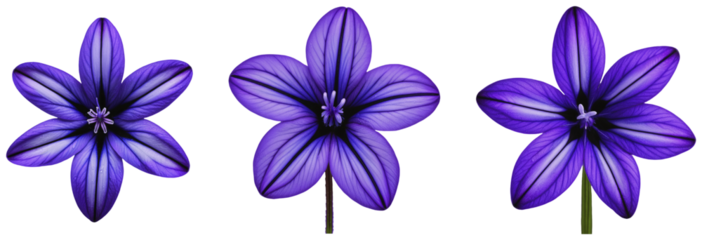 Set of Vibrant Purple Flower Illustrations on a transparent background