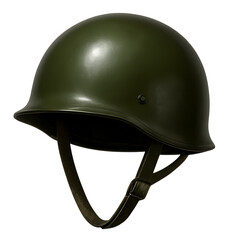 Fototapeta premium Military Helmet: A close-up studio shot of a classic olive-green military helmet, a symbol of protection and valor, isolated for impactful visual storytelling.