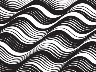 Obraz premium Bold Wavy Vector Stripe Illusion with Black and White Optical Wave Design