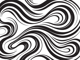 Dynamic Liquid Ink Style Curved Lines in Abstract Black and White Design