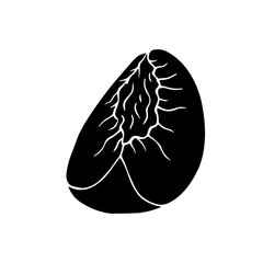 Silhouette, stamp of summer fruit peach. Vector graphics.