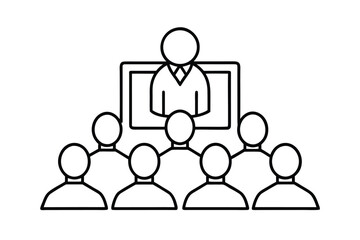 Virtual Business Conference Line Icon No Text