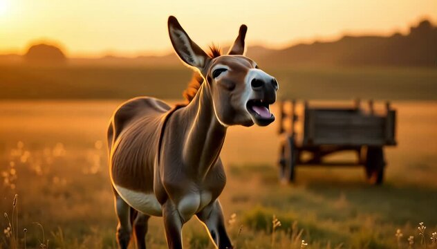 Donkey laughing with braying sounds