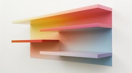Wall-Mounted Gradient Shelves in Modern Pastel Colors
