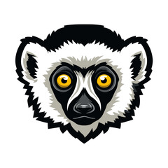 Obraz premium Lemur head illustration showcasing bright eyes and striking fur pattern, perfect for nature-themed projects or animal enthusiasts