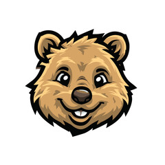 Cheerful cartoon bear head with friendly expression and stylized features ideal for children's content and projects