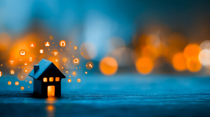 Smart home technology connecting to digital networks in a modern urban environment