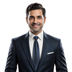 Confident smiling businessman in sharp suit ready for success and opportunity presentation