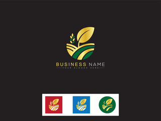 Elegant Golden Leaf and Wheat Logo Design for Agriculture Business