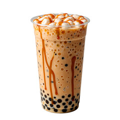 Delicious Tiger Sugar Milk Tea with Boba and Caramel Streaks perfect for any bubble tea lover Creamy sweet and satisfying