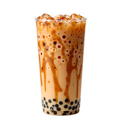 Delicious Tiger Sugar Milk Tea with Boba and Caramel Streaks perfect for any bubble tea lover Creamy sweet and satisfying