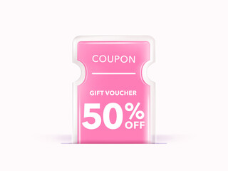 Transparency glass coupon label Discount offer tag with shiny, glossy, reflective surface. Vector Premium.