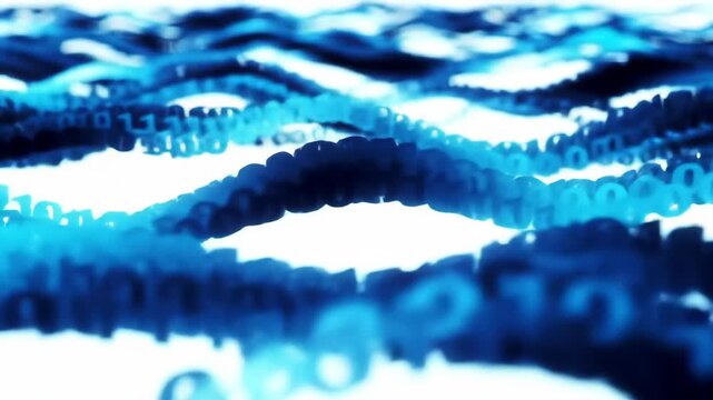 Abstract Digital Binary Code Flowing in Blue, Data Stream Visualization
