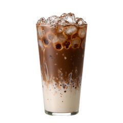 Refreshing matcha and chocolate swirl drink a delightful blend of flavors layered and garnished with milk Perfect for a unique and indulgent treat