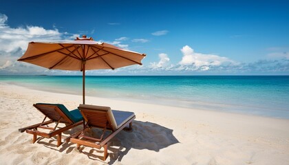 beach chair with umbrella on the beach