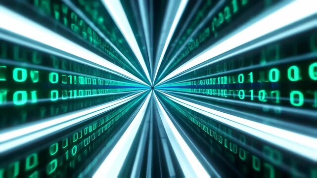 Binary code tunnel digital illustration