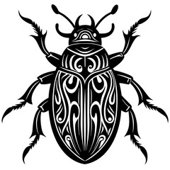 Vector art of ornate beetle with swirling patterns isolated on white background