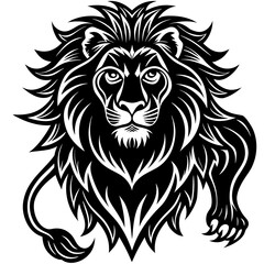 Obraz premium Vector art of a majestic lion with a flowing mane isolated on white background