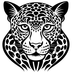 Fototapeta premium Vector art of a majestic jaguar head with piercing eyes isolated on white background