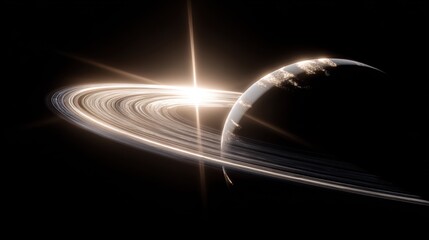 Saturn with Glowing Rings and Atmospheric Layers