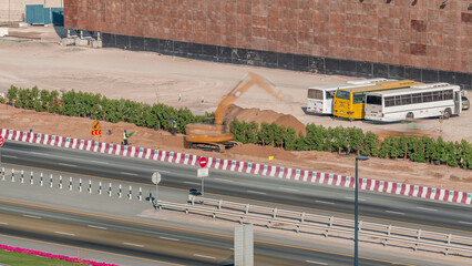 Constructing in Dubai with special machines aerial timelapse
